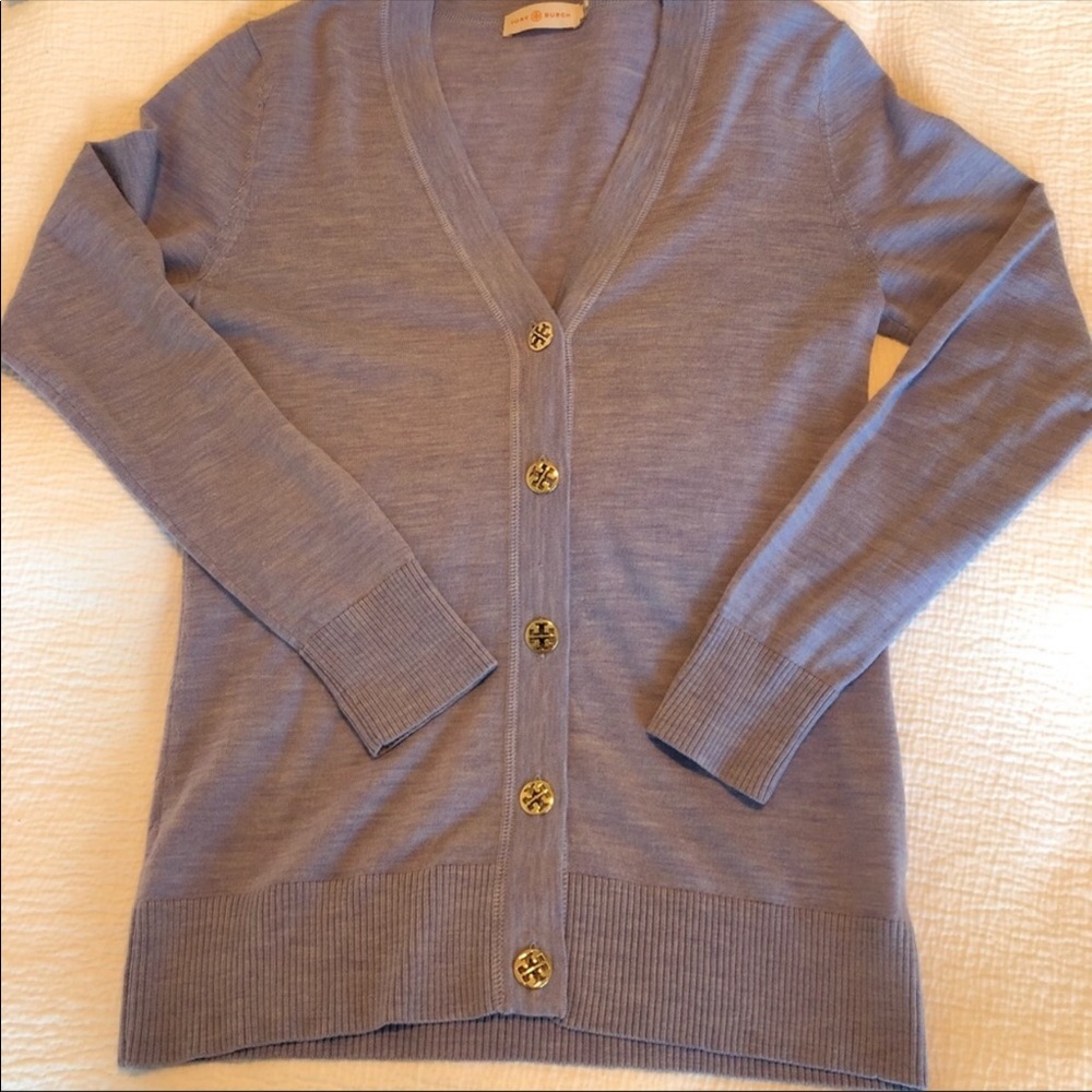 Tory Burch merino wool cardigan in lavender size M